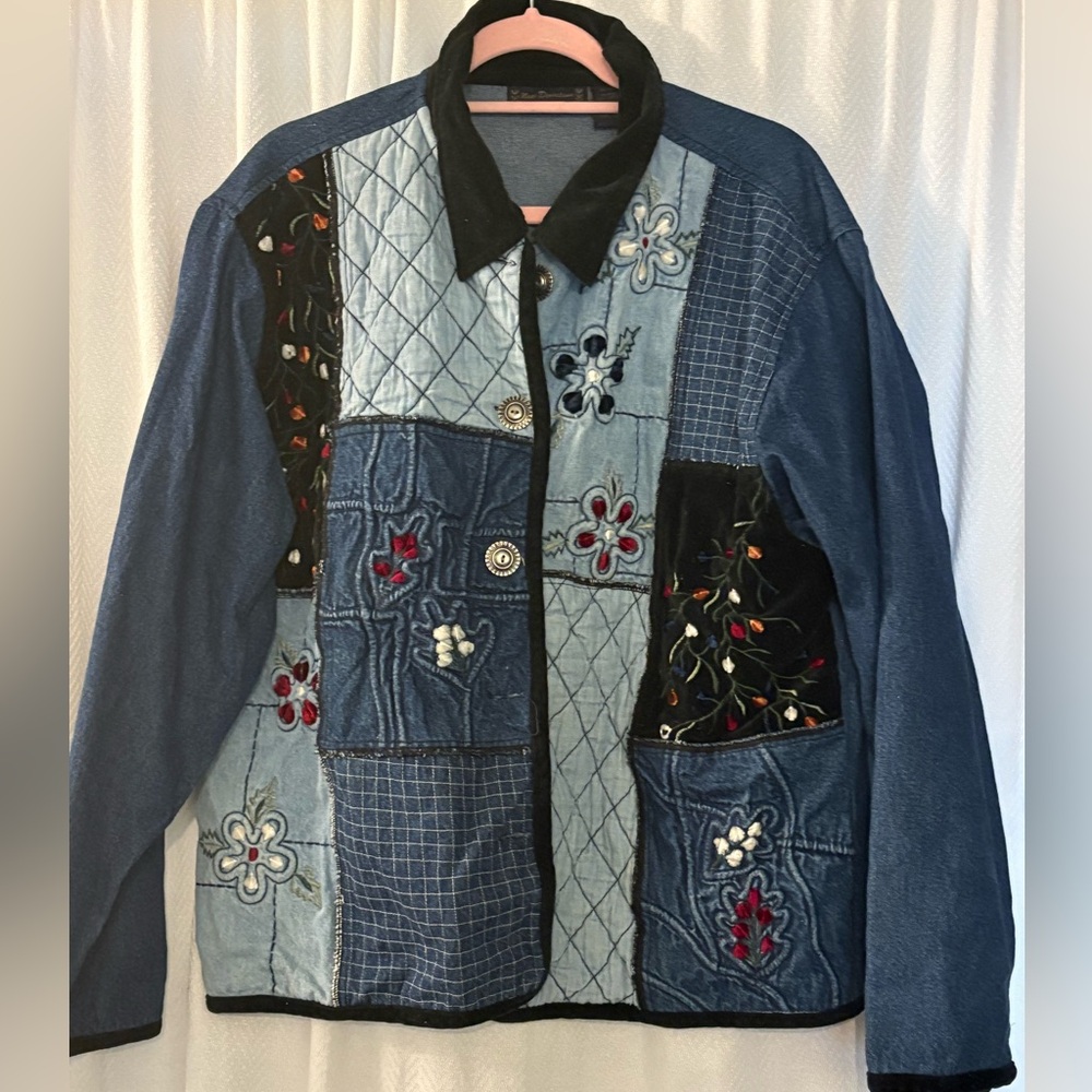 Vintage New Directions Blue Patchwork Jean Jacket